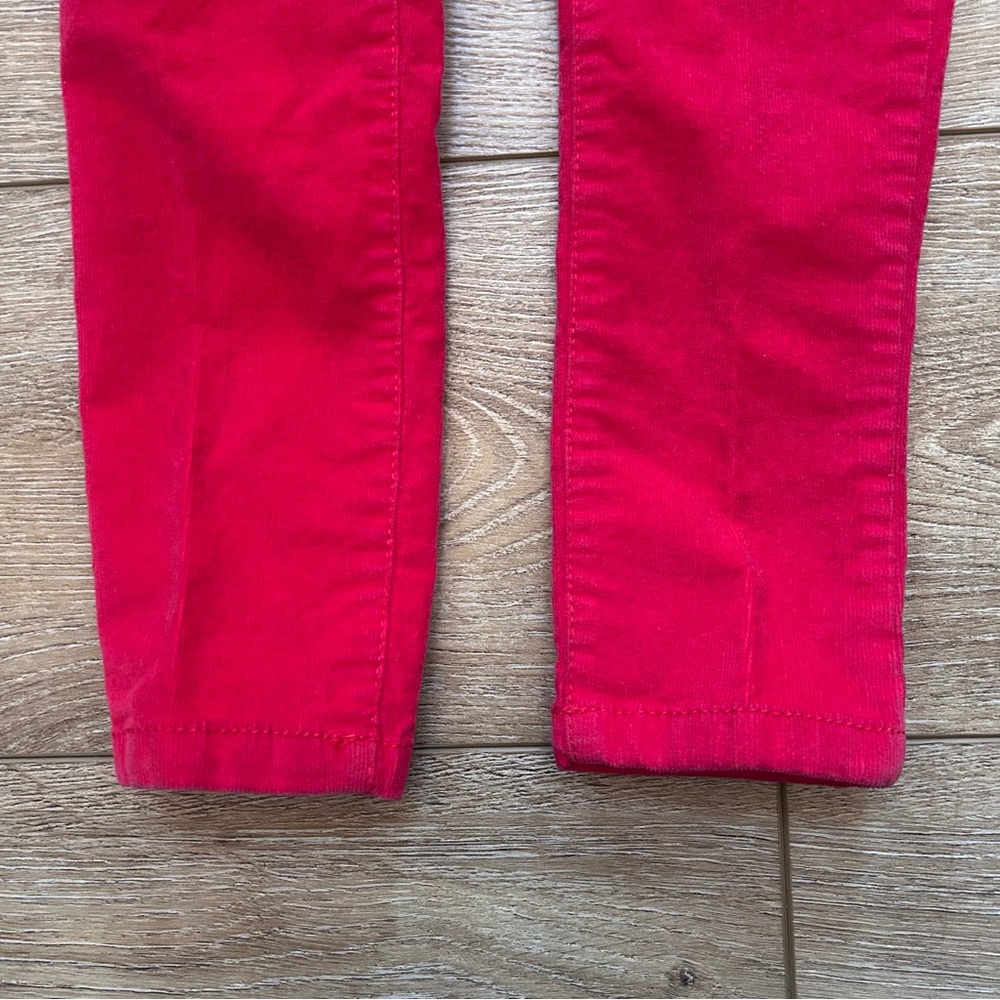 Mini Boden Red Corduroy Pants Unisex Sz 8Y Straight Leg Elastic Waist Holiday - Picture 4 of 6